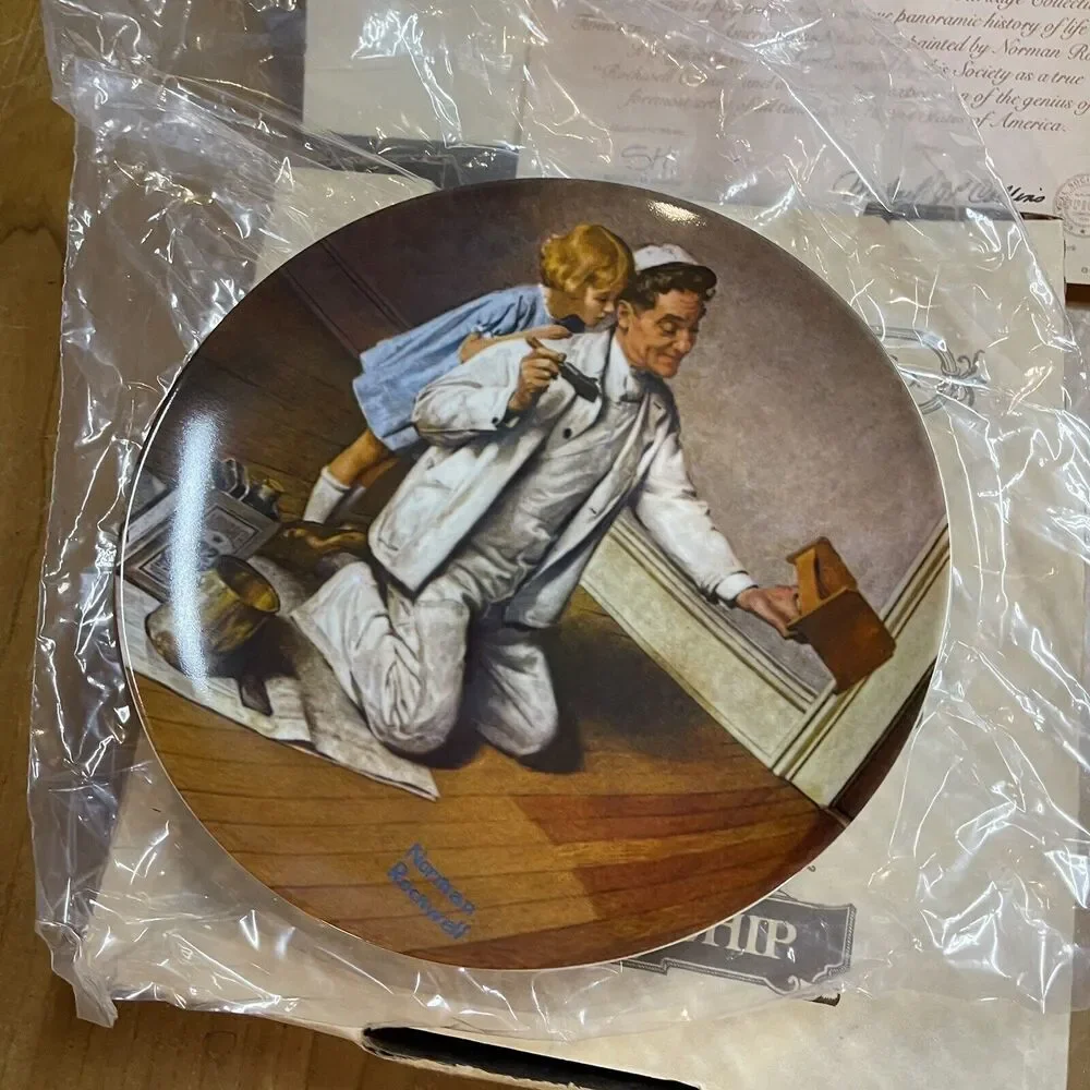 Vtg Collectors Plate “THE PAINTER” N. ROCKWELL‎ KNOWLES POTTERY